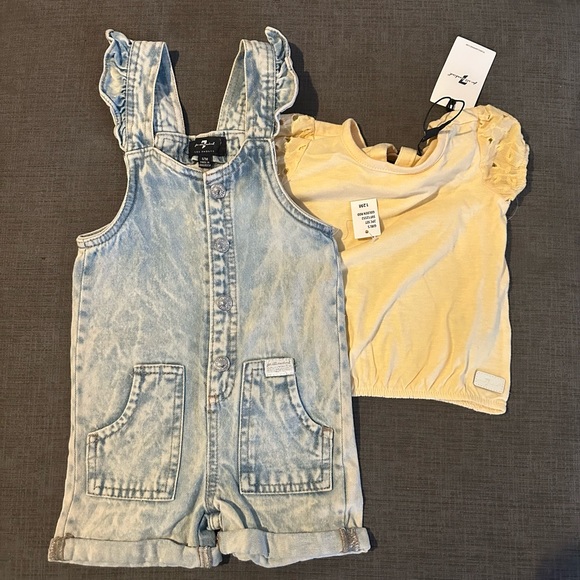 7 for all mankind baby girls overalls with yellow eyelet shirt - Picture 6 of 6